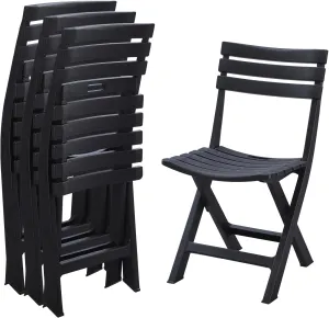 KAIHAOWIN 4-Pack Plastic Folding Chairs for Indoor and Outdoor Use Foldable Chairs for Patio Garden Beach Balcony Porch Lightweight & Waterproof -Black