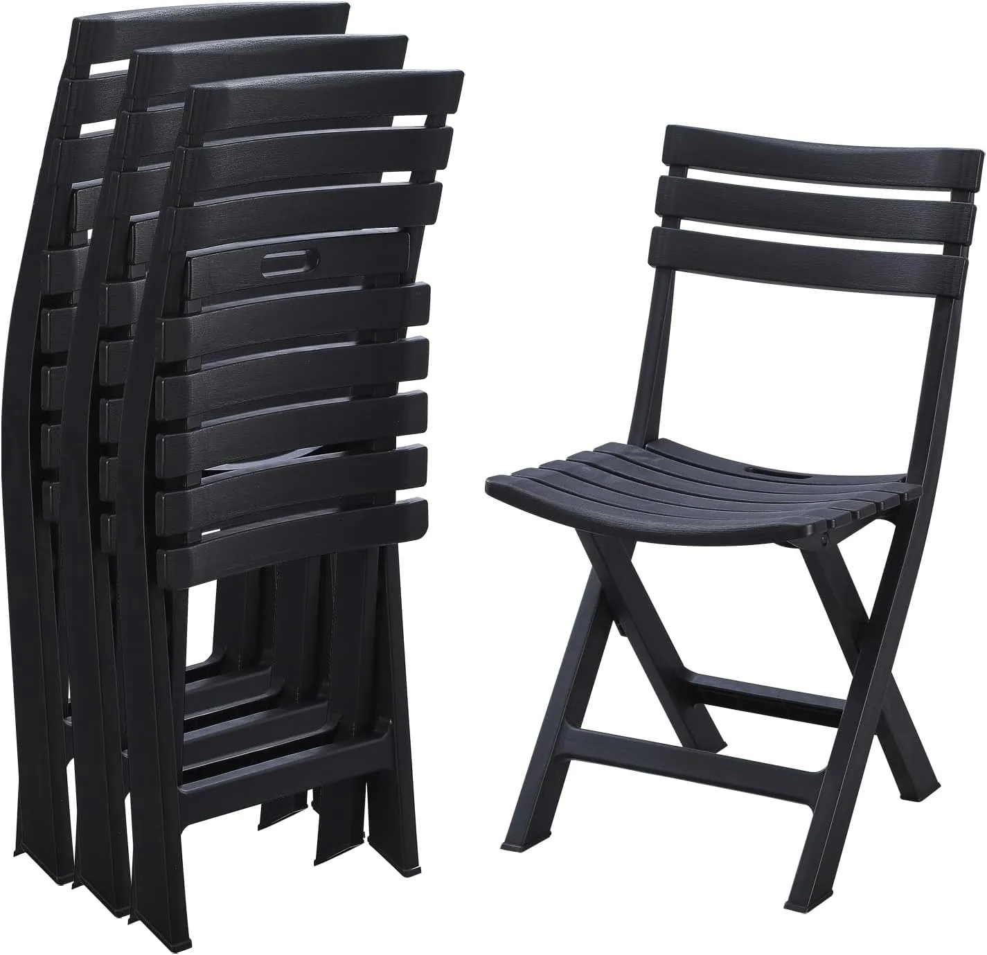 KAIHAOWIN 4-Pack Plastic Folding Chairs for Indoor and Outdoor Use Foldable Chairs for Patio Garden Beach Balcony Porch Lightweight & Waterproof -Black