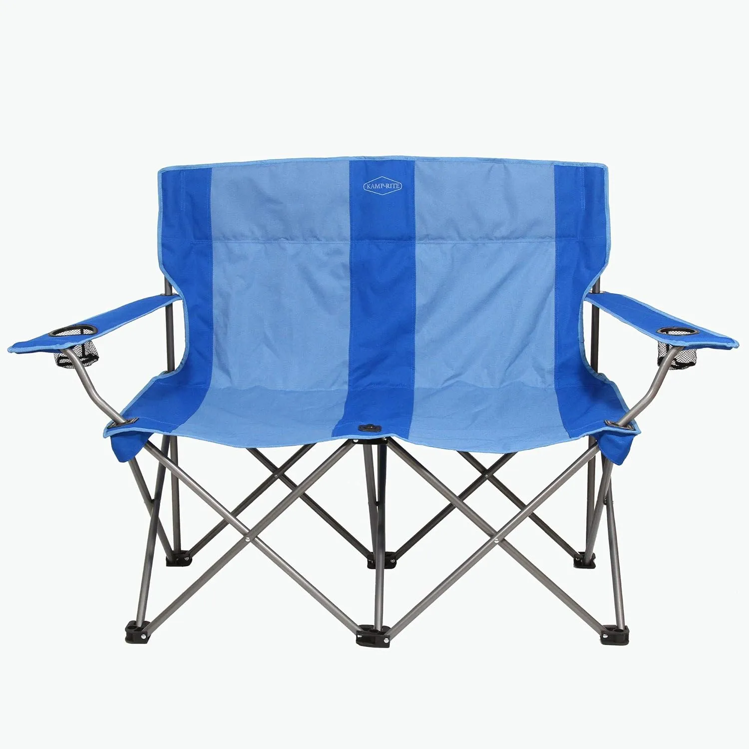 Kamp-Rite Portable 2 Person Folding Collapsible Outdoor Patio Lawn Beach Chair for Camping Gear, Tailgating, & Sports, 500 LB Capacity, 2-Tone Blue