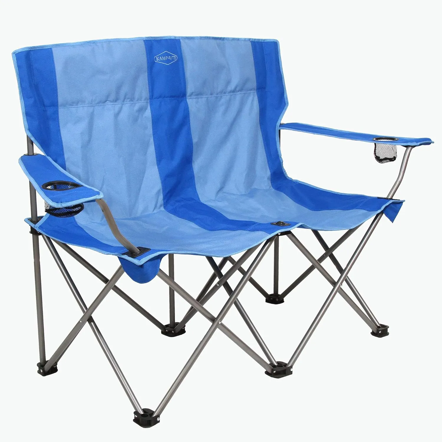 Kamp-Rite Portable 2 Person Folding Collapsible Outdoor Patio Lawn Beach Chair for Camping Gear, Tailgating, & Sports, 500 LB Capacity, 2-Tone Blue