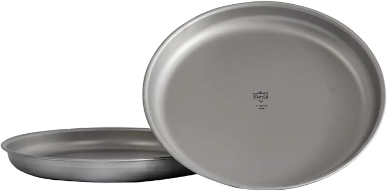 KAPILA Titanium Camping Plate, Dish, Portable Ti Cookware, Ultralight Dinnerware Piece for Backpacking & Camping, Anti-Rust and Easy to Clean for Hiking Picnic (1000ml)