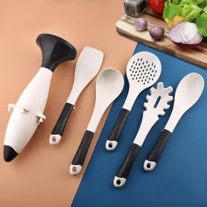 Küchenhelfer Set, Silikon Kochutensilien Kochbesteck Set, Hitzebeständiger Kochgeschirr,Antihaft Kochset Küchenutensilien, Spülmaschinenfest 6 teiliges