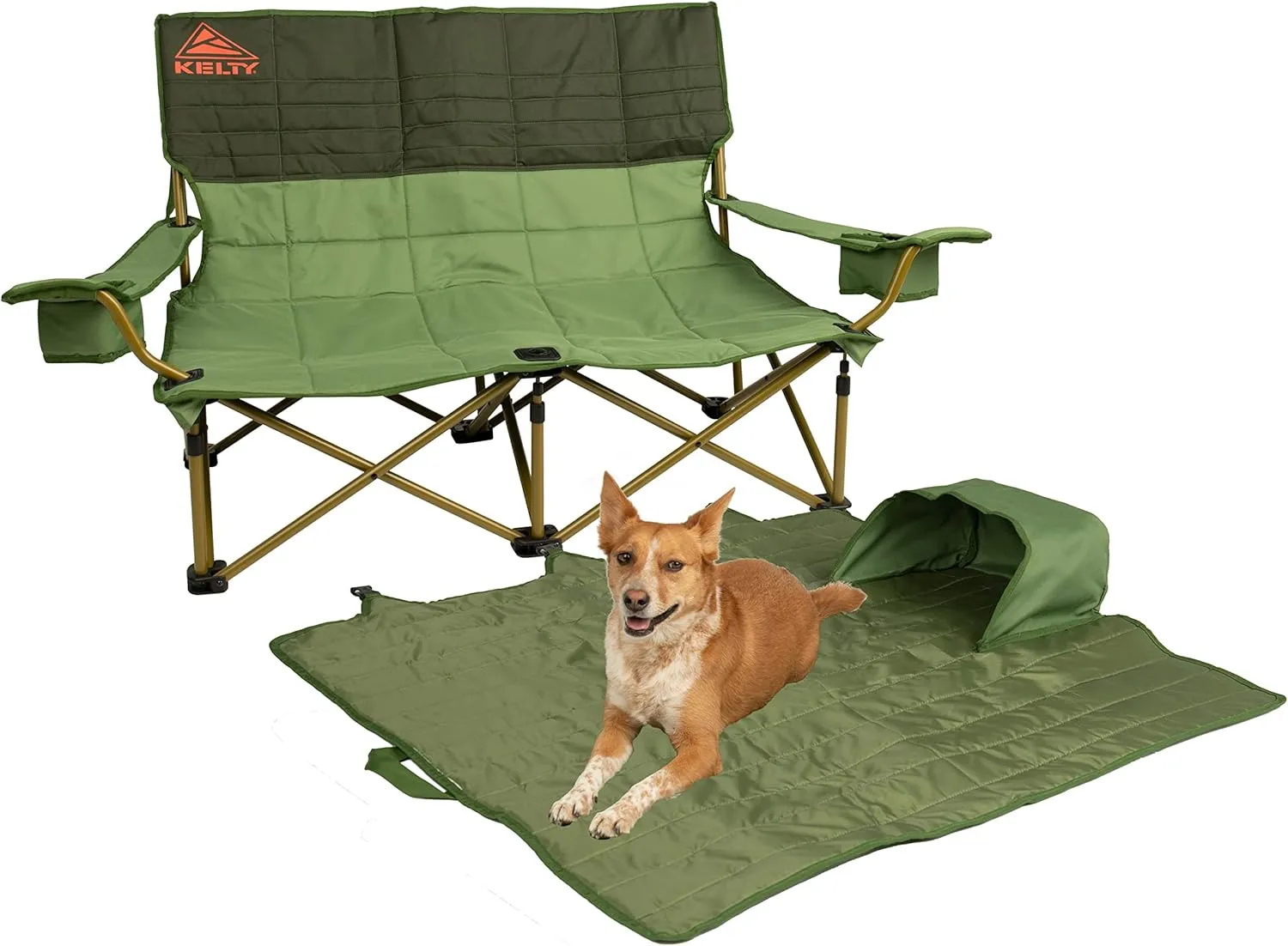 Kelty Low Loveseat Double 2 Person Camping Chair, Two Person Foldable Seat for Festivals, Concerts, Tailgates, Beach Days, Low Seat Height