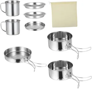 KESYOO 1 Set Camping Pot Camping Kettle Titanium Utensil Camping Tin Folding Hiking Outdoor Camping Saucepan Camping Cookware Pots Cooking Portable Camping Bowl Stainless Steel Silver