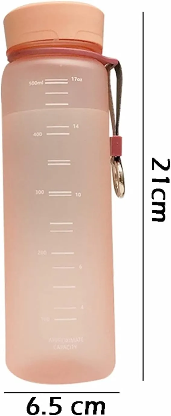 kettles Matte Texture Water Bottles with Portable Rope,Wide Mouth,Sports Bottle With Time Marker,Plastic Large Cups-Leak Proof Fitness canteen(B)
