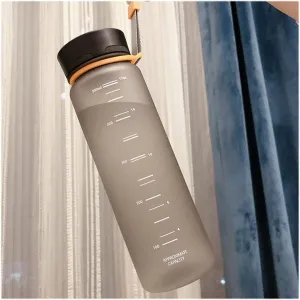 kettles Matte Texture Water Bottles with Portable Rope,Wide Mouth,Sports Bottle With Time Marker,Plastic Large Cups-Leak Proof Fitness canteen(B)