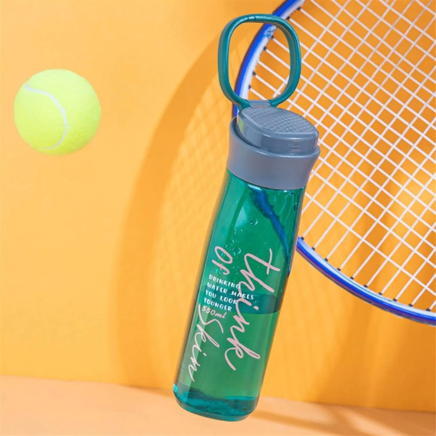 kettles Plastic Portable Simple Water Bottles,Leapproof Sealed Sports Bottle with Wide Mouth,Large Capacity,Sealed Lid,Outdoor use canteen(A,Medium)