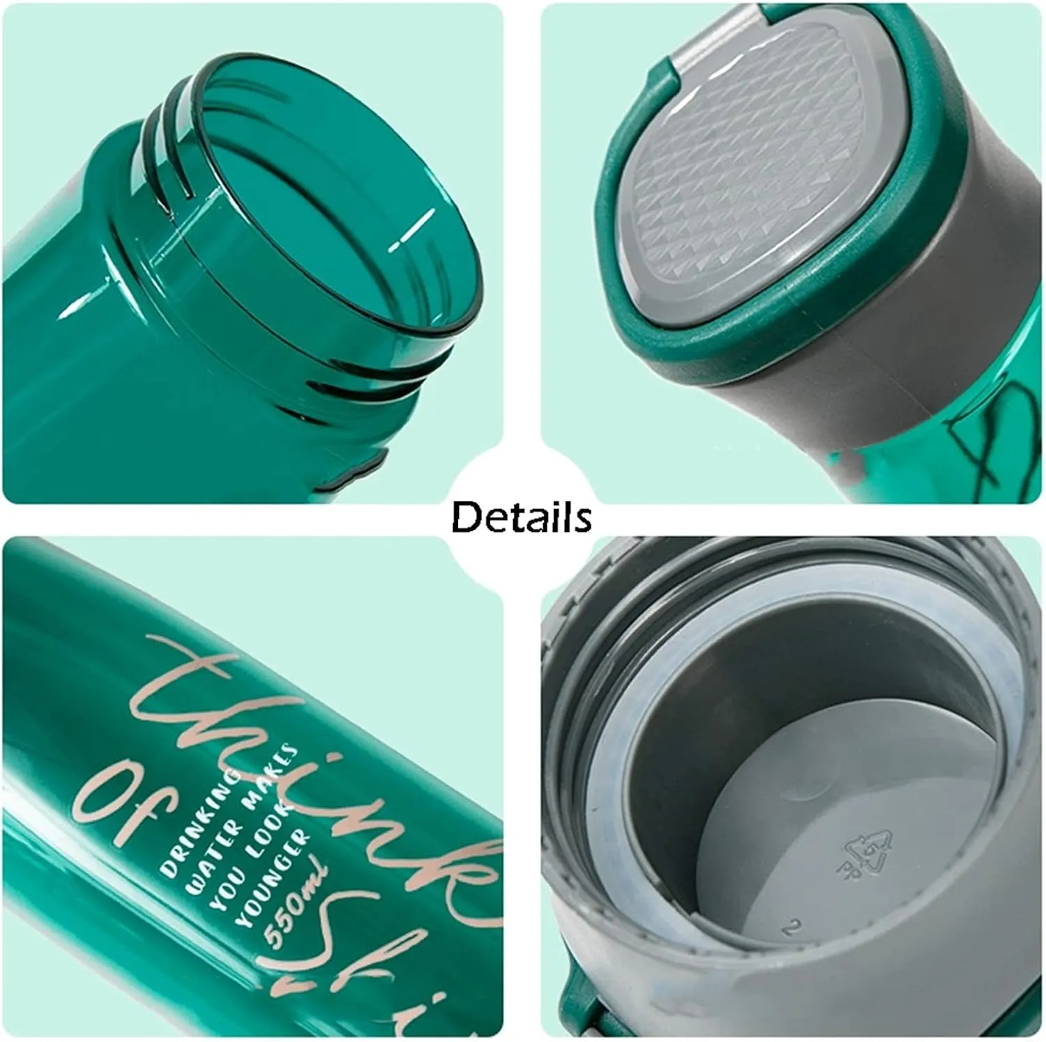 kettles Plastic Portable Simple Water Bottles,Leapproof Sealed Sports Bottle with Wide Mouth,Large Capacity,Sealed Lid,Outdoor use canteen(A,Medium)