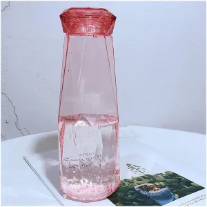 kettles Simple Portable Water Botttles,Creative Plastic Durable Sports Bottle,Clear Outdoor Cup-Leak Proof,Wide Mouth Transparent canteen(A)