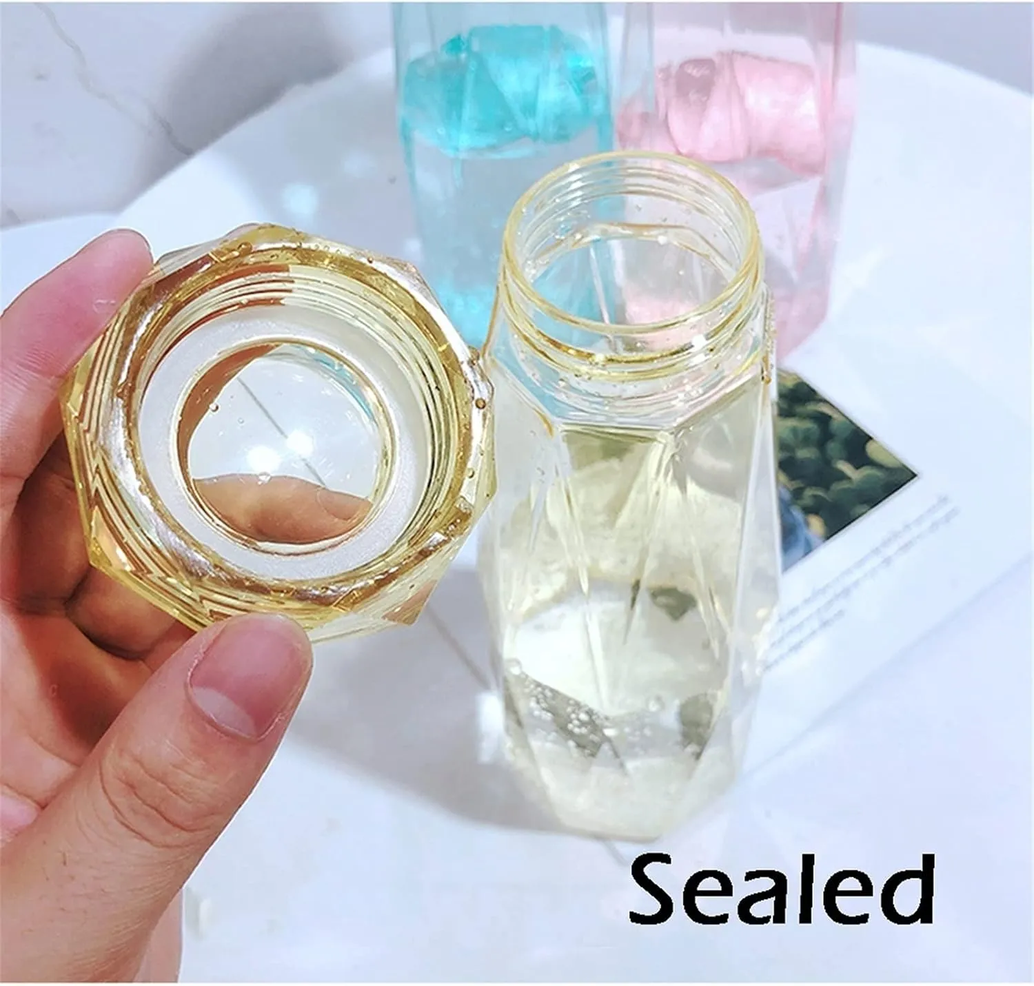 kettles Simple Portable Water Botttles,Creative Plastic Durable Sports Bottle,Clear Outdoor Cup-Leak Proof,Wide Mouth Transparent canteen(A)