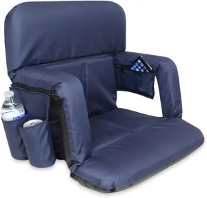 KHOMO GEAR Stadium Bleacher and Bench Seat Chair with Padded Reclining Cushion and Armrest and Carry Straps