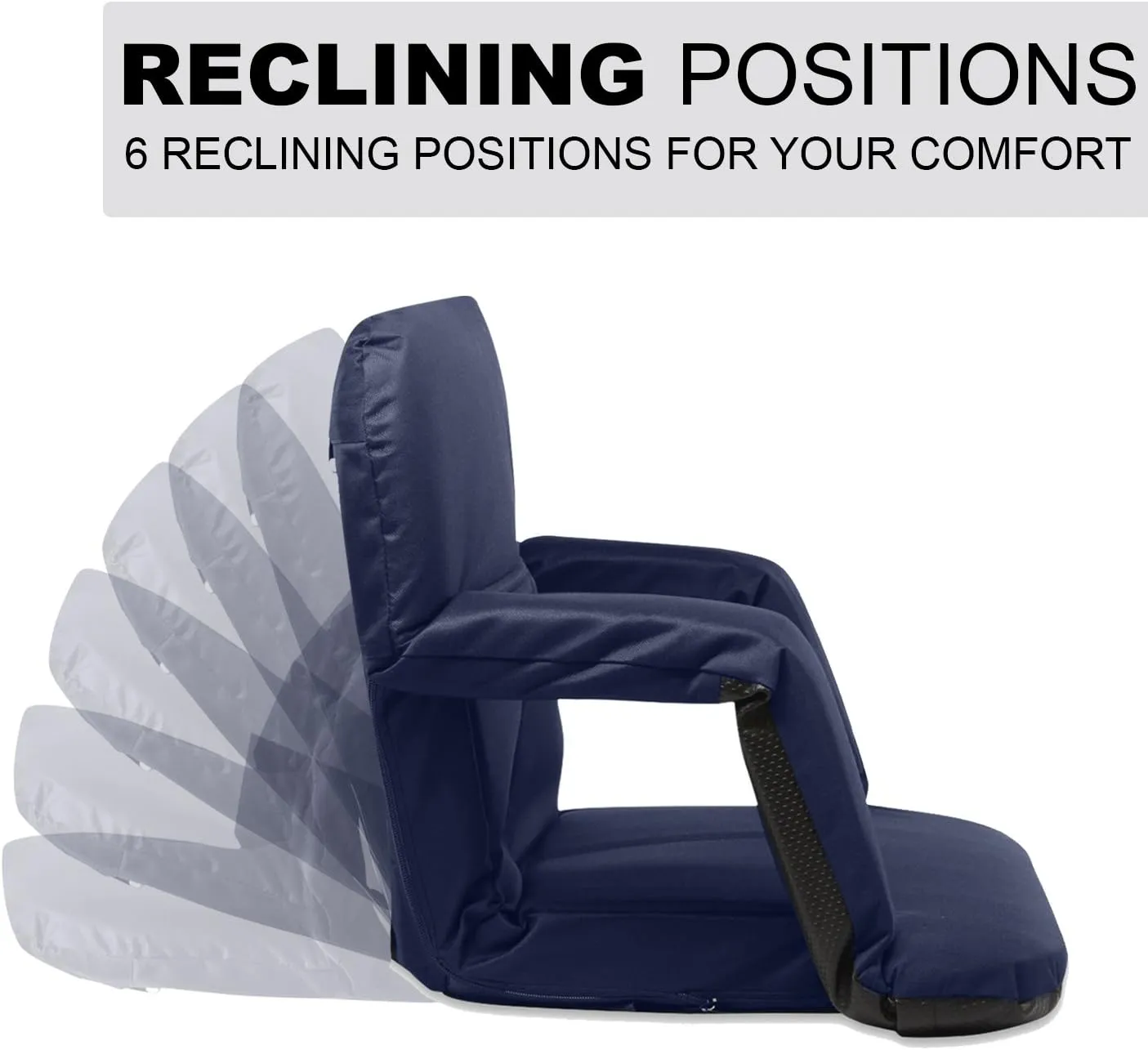 KHOMO GEAR Stadium Bleacher and Bench Seat Chair with Padded Reclining Cushion and Armrest and Carry Straps
