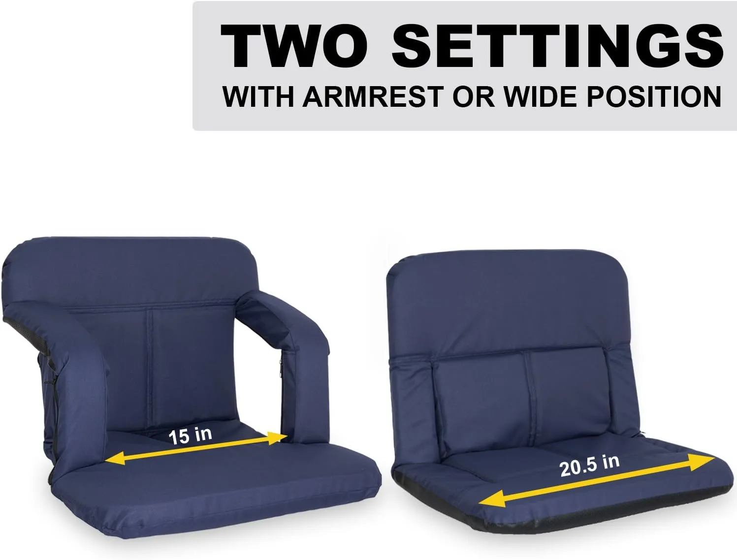 KHOMO GEAR Stadium Bleacher and Bench Seat Chair with Padded Reclining Cushion and Armrest and Carry Straps
