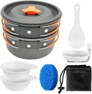 KICHOUSE Camping Cookware Set 2-3 Person Portable Cooking Kits for Outdoor Hiking Camping Cookwares