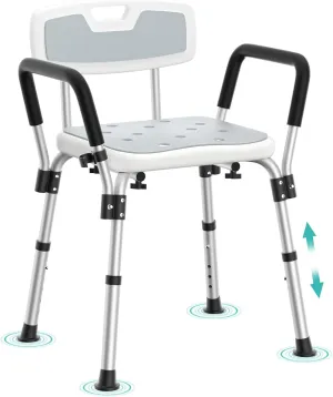 Kicimpro HSA/FSA Shower Chair for Elderly & Disabled, 10 Min Installation, Heavy Duty Bath Chair with Pad, 6 Adjustable Height Shower Seat for 5'1"-6'4" Users