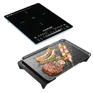 KickAss Quickfire Portable 600W Electric BBQ & Induction Cooktop Combo