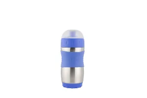 Kid Basix Safe Sporter, Lunch & Sport Stainless Steel Water Bottle, Easy Pull Spout, Mud Cap, Dishwasher Safe, Holds 12oz, Blue