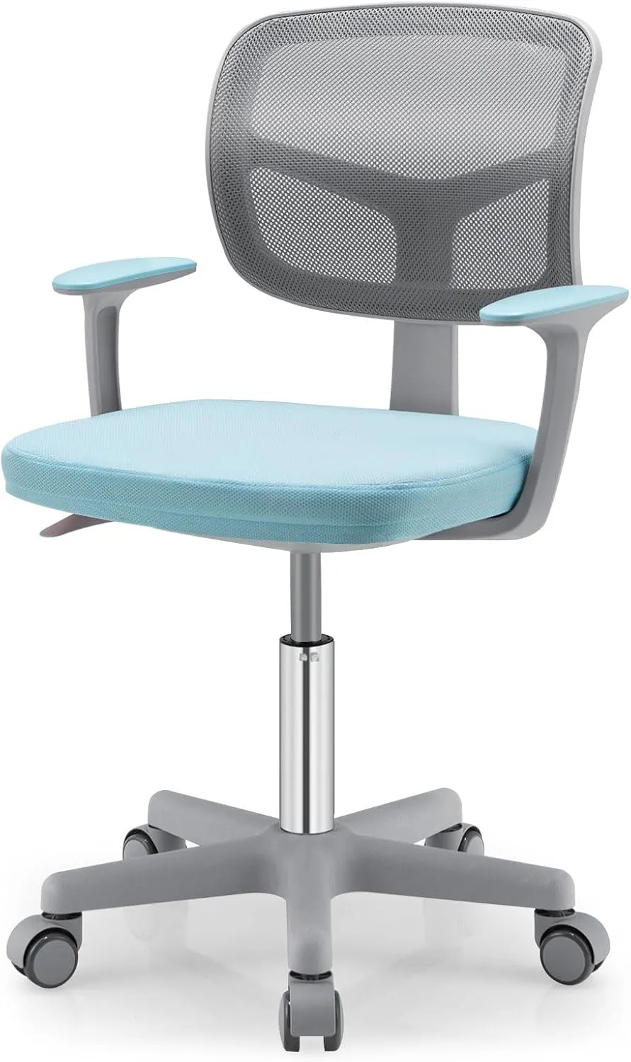 Kids Desk Chair, Ergonomic Kids Swivel Study Chair with Lumbar Support, Breathable Mesh & Auto-Lock Wheels, Height Adjustable Kids Computer Chair for Boys & Girls (Blue)