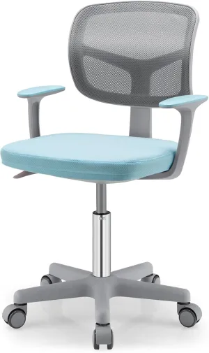 Kids Desk Chair, Ergonomic Kids Swivel Study Chair with Lumbar Support, Breathable Mesh & Auto-Lock Wheels, Height Adjustable Kids Computer Chair for Boys & Girls (Blue)