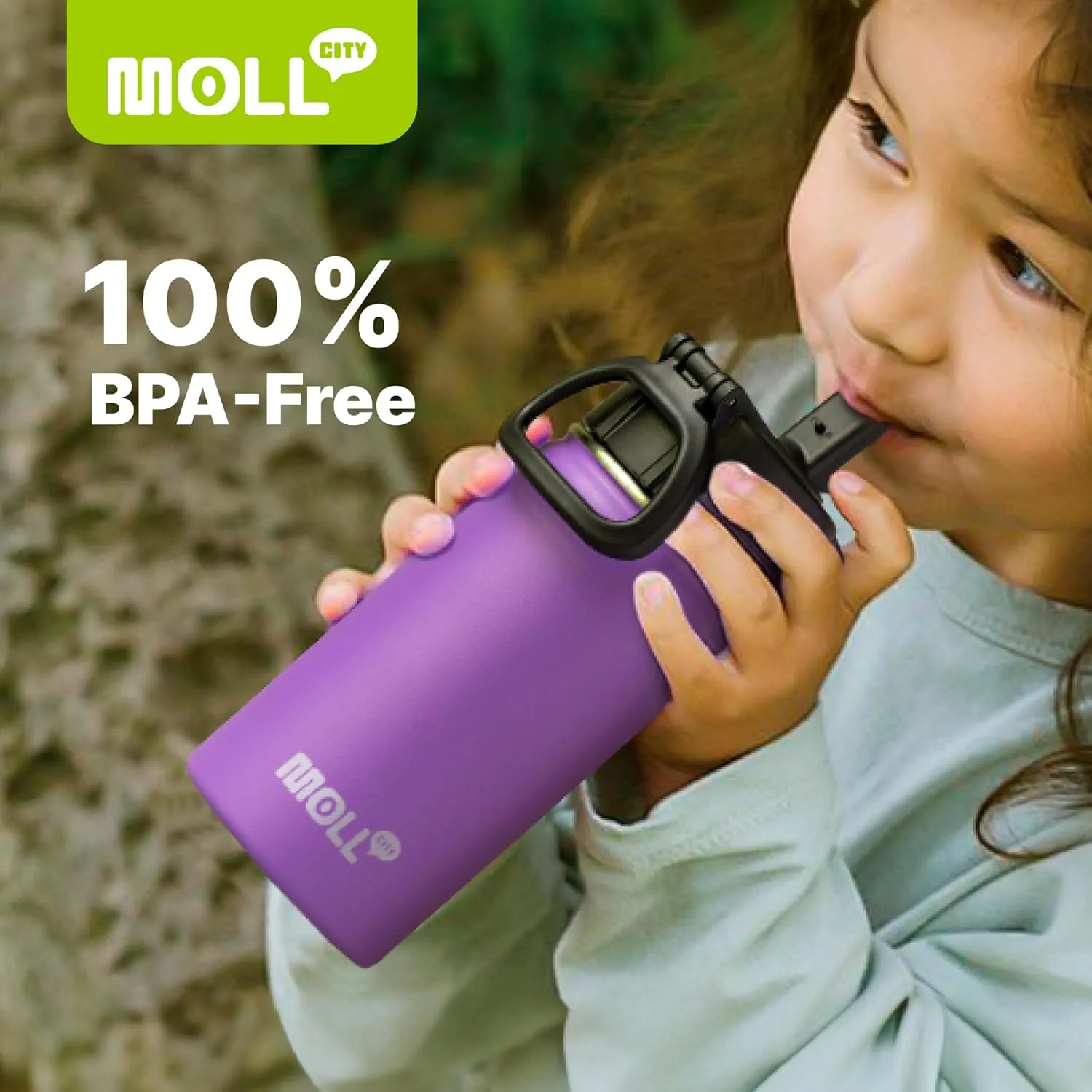 Kids Insulated Water Bottle with Straw-18 oz Stainless Steel Double Wall Vacuum Wide Mouth Water Bottle for School-Metal Travel Water Flask with Silicone Boot (Apple Green)