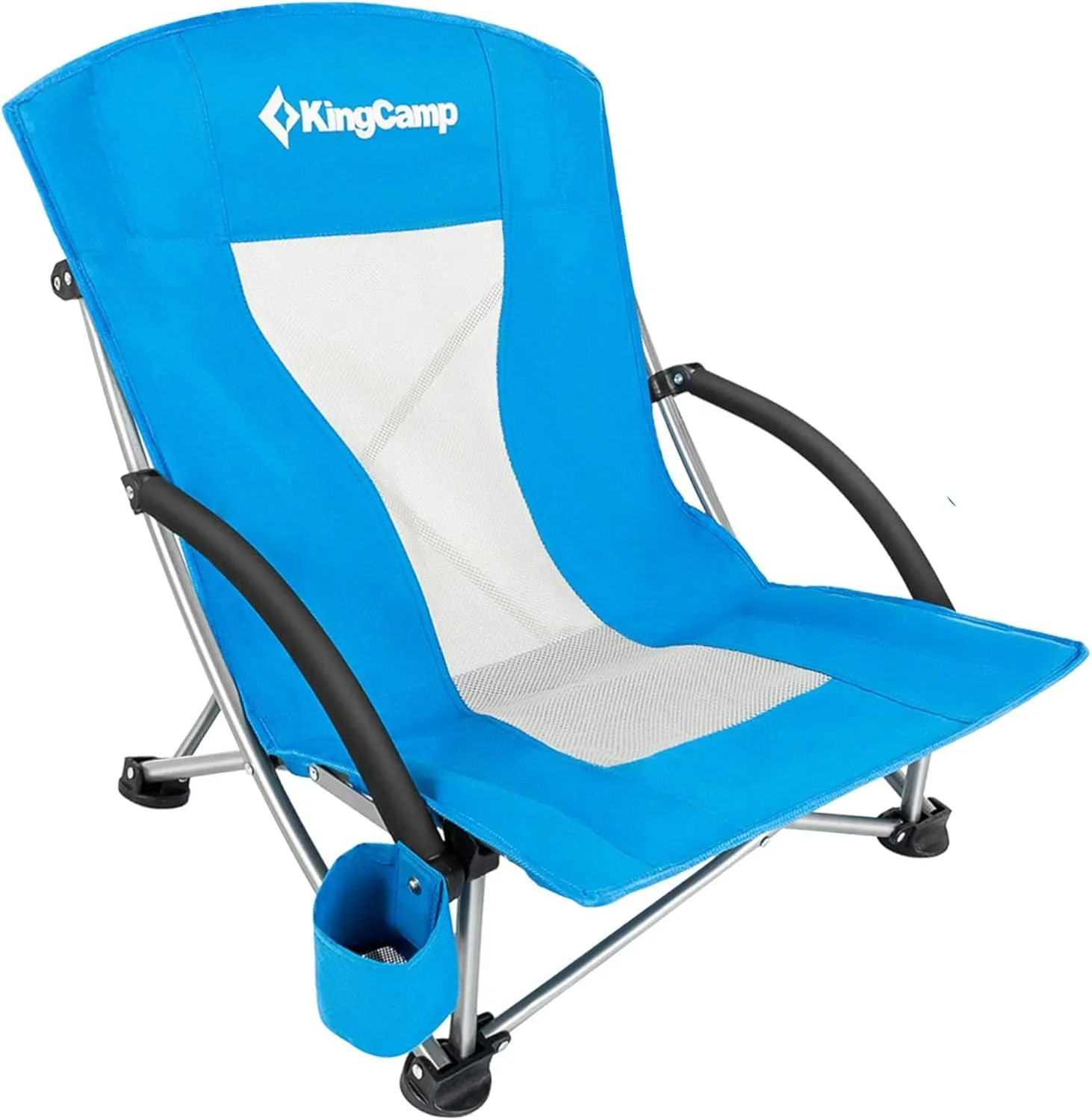KingCamp Low Folding Beach Chair - Portable & Heavy Duty Beach Gear with 300lbs Capacity, Low Seat Design, Lightweight Camping Chair for Adults, Beach, Picnic, Concert & Outdoor Activities