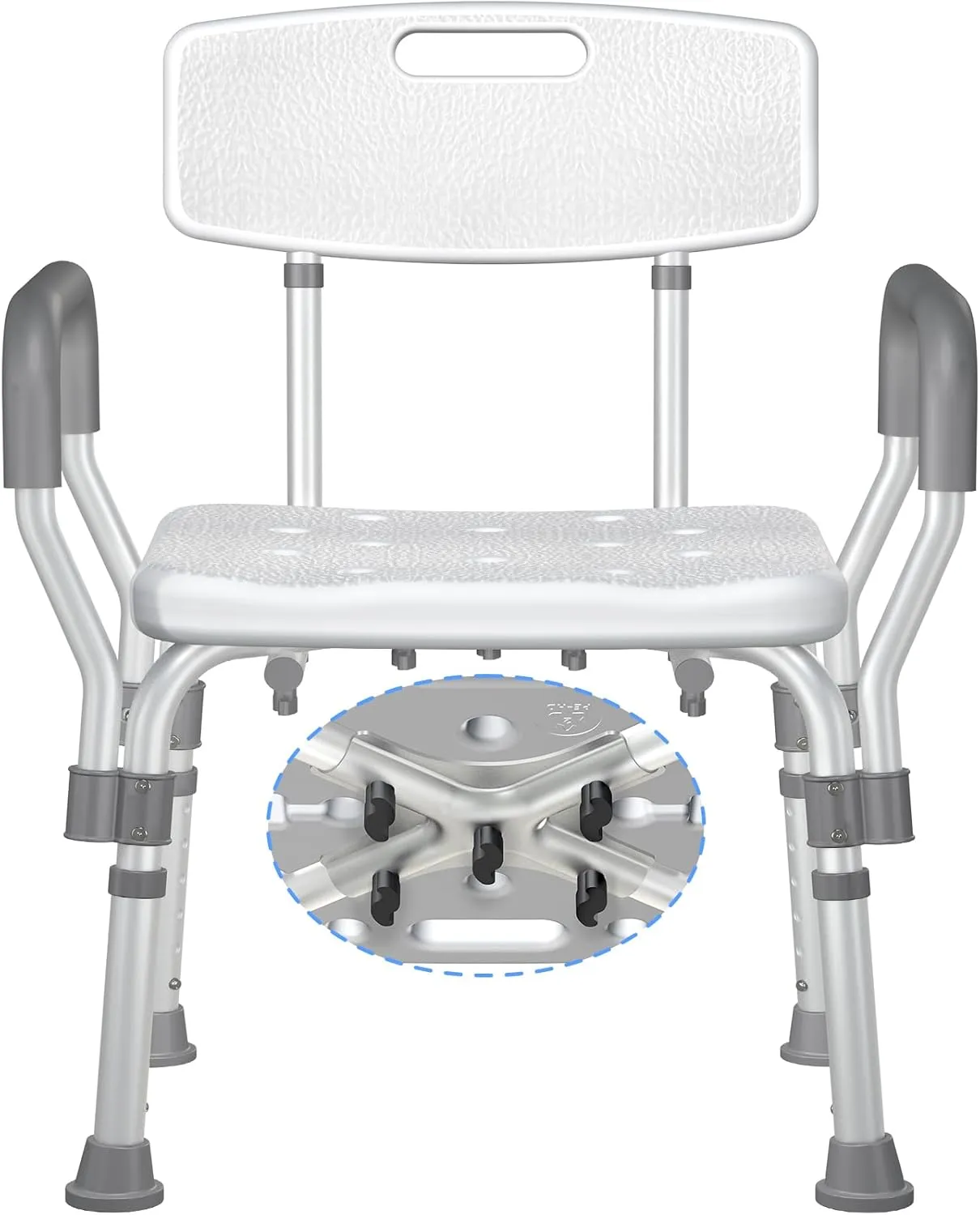 KingPavonini Shower Chair for Inside Shower with Arms and Back, FSA/HSA Eligible 400LBS Heavy Duty Shower Seat for Bathtub, Reinforced Guard, Height Adjustable Bath Seat for Elderly, Adults & Disabled