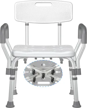 KingPavonini Shower Chair for Inside Shower with Arms and Back, FSA/HSA Eligible 400LBS Heavy Duty Shower Seat for Bathtub, Reinforced Guard, Height Adjustable Bath Seat for Elderly, Adults & Disabled