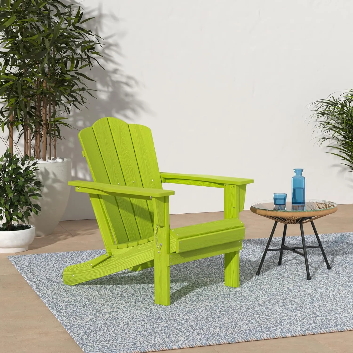 KINGYES Folding Adirondack Chair Set of 2, HDPE All-Weather Folding Adirondack Chair, Apple