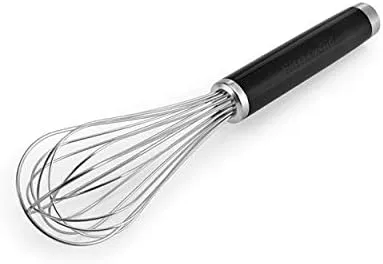KitchenAid Classic Utility Whisk, 10.5 Inch, Black & Classic Soup Ladle, One Size, Black 2 & KE003OHOBA Classic Basting Spoon, One Size, Black