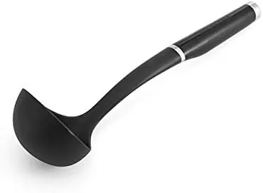 KitchenAid Classic Utility Whisk, 10.5 Inch, Black & Classic Soup Ladle, One Size, Black 2 & KE003OHOBA Classic Basting Spoon, One Size, Black