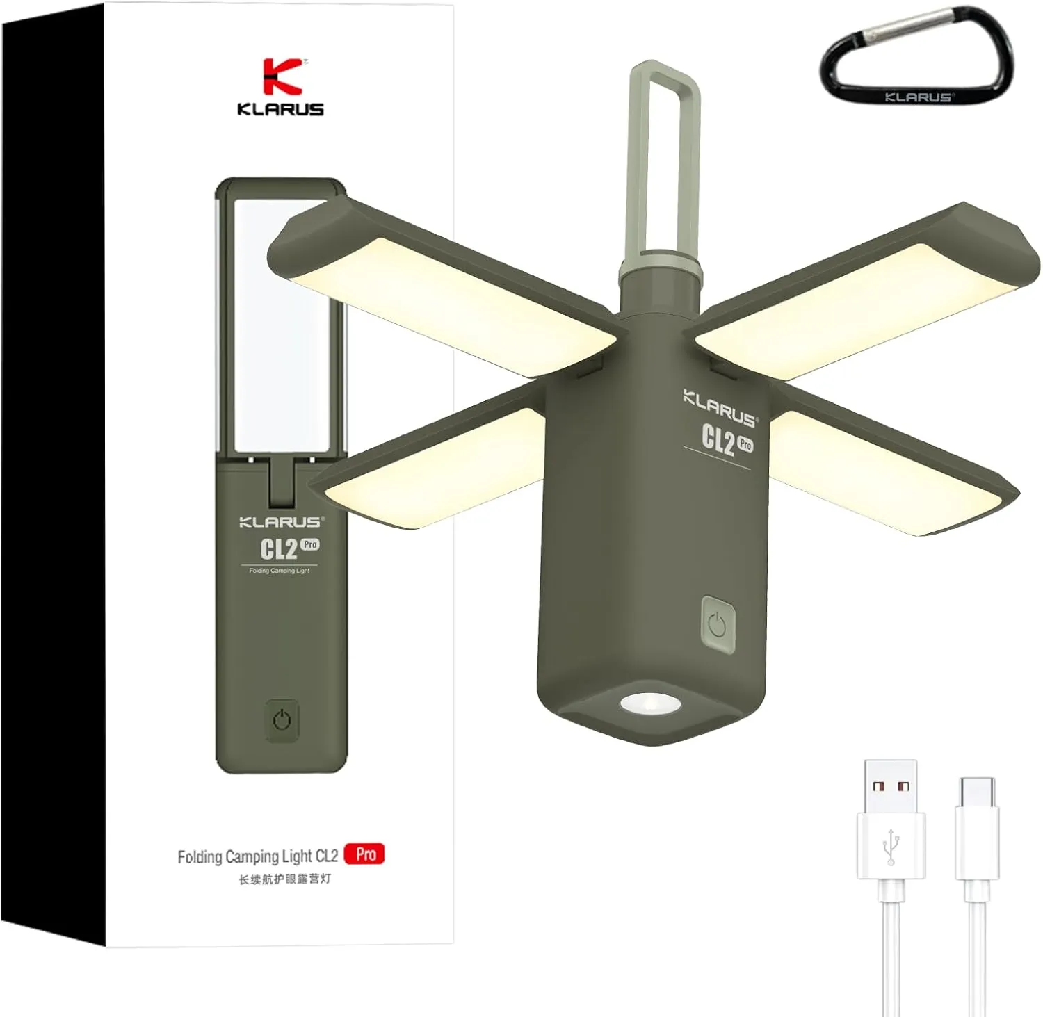 KLARUS CL2 Rechargeable Camping Lantern, 750LM 7 Light Modes Waterproof Foldable Tent Light with Power Supply for Emergency, Camping, Beach, Travel, Power Outages