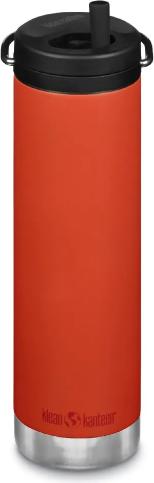 Klean Kanteen TKWide Insulated Water Bottle with Twist Cap - Reusable Travel Water Bottle with Stainless Steel Straw - Perfect for Sports & the Office - Tiger Lily, 20 oz