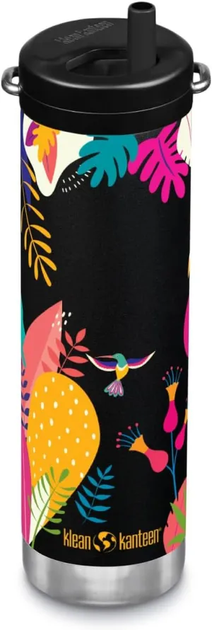 Klean Kanteen TKWide Insulated Water Bottle with Twist Cap - Reusable Travel Water Bottle with Stainless Steel Straw - Perfect for Sports & the Office - Tropicana, 20 oz