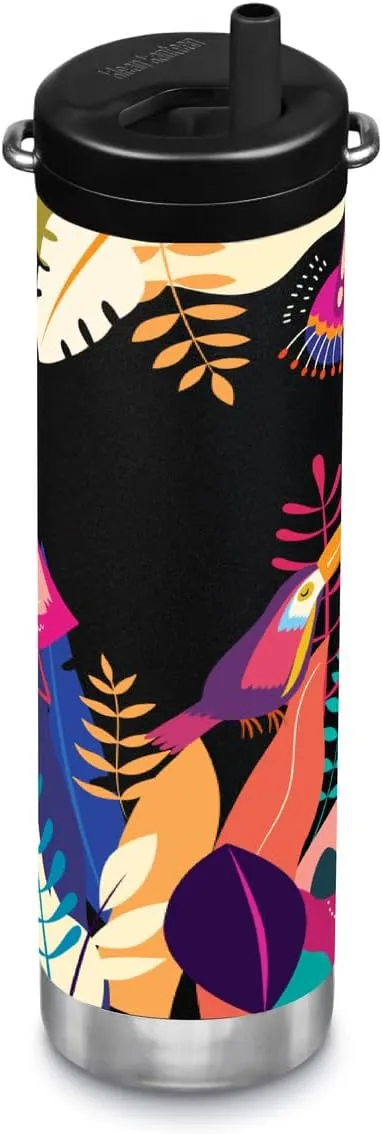 Klean Kanteen TKWide Insulated Water Bottle with Twist Cap - Reusable Travel Water Bottle with Stainless Steel Straw - Perfect for Sports & the Office - Tropicana, 20 oz