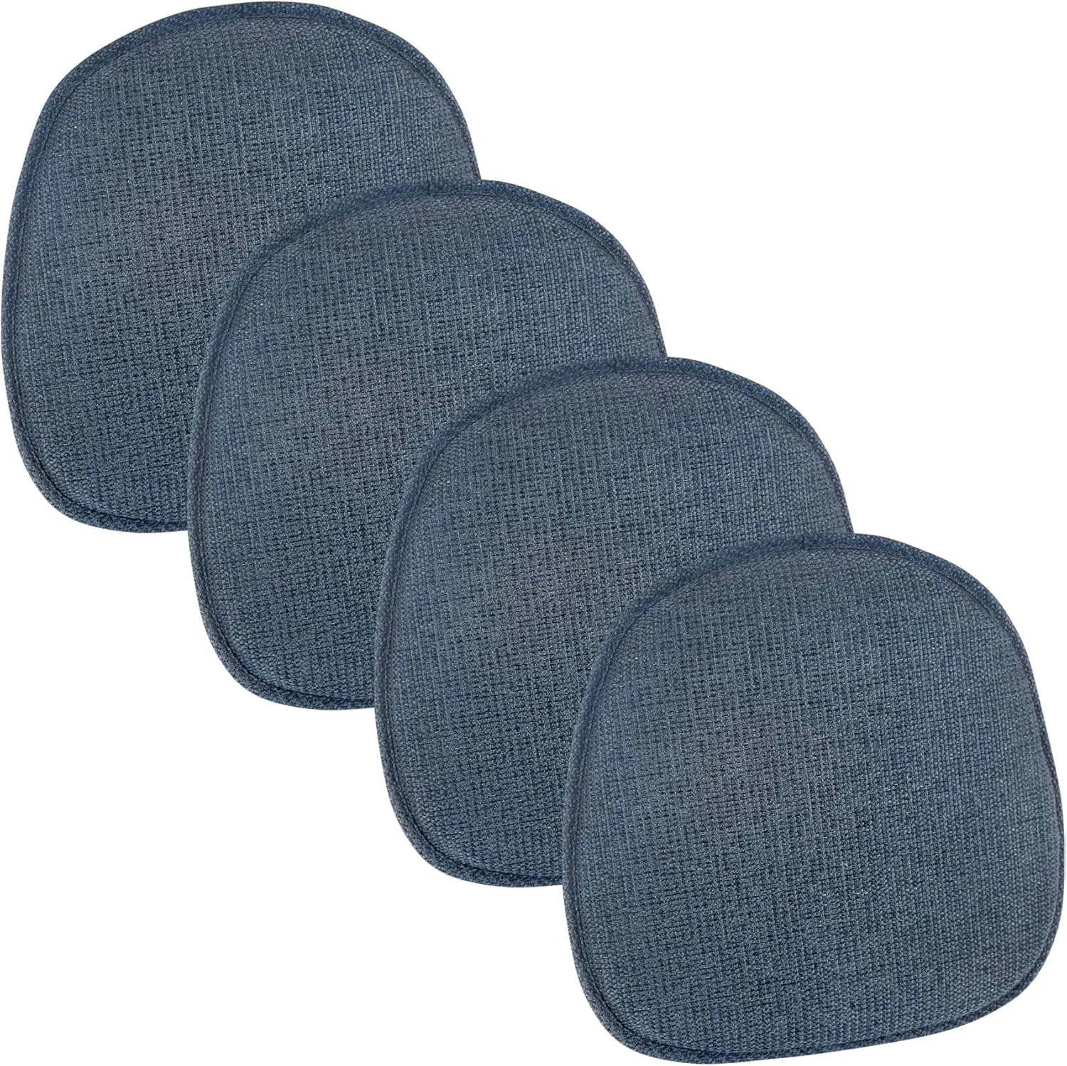 Klear Vu Gripper Non-Slip Mid Century Modern Shell Chair Cushion, Assembled in USA, Extra Thick Fill, Omega Upholstery Fabric, Set of 4 for Dining Room and Kitchen, 4 Count (Pack of 1), Blue