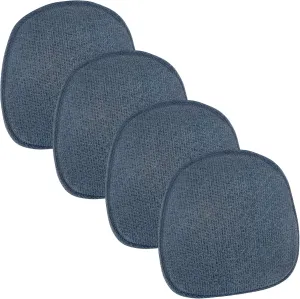 Klear Vu Gripper Non-Slip Mid Century Modern Shell Chair Cushion, Assembled in USA, Extra Thick Fill, Omega Upholstery Fabric, Set of 4 for Dining Room and Kitchen, 4 Count (Pack of 1), Blue