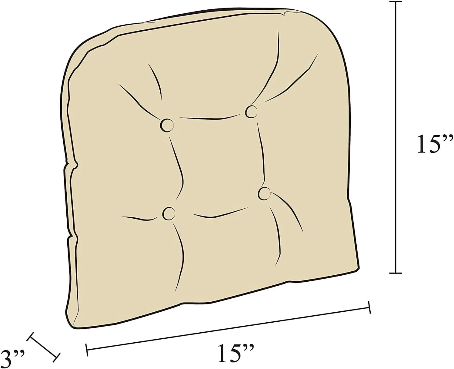 Klear Vu Gripper Overstuffed Universal Non-Slip Dining Chair Cushions for Kitchen Decor or Office Use, U-Shaped Skid-Proof Seat Pad, 15x15 Inches, 2 Count (Pack of 1), Waffle Birch