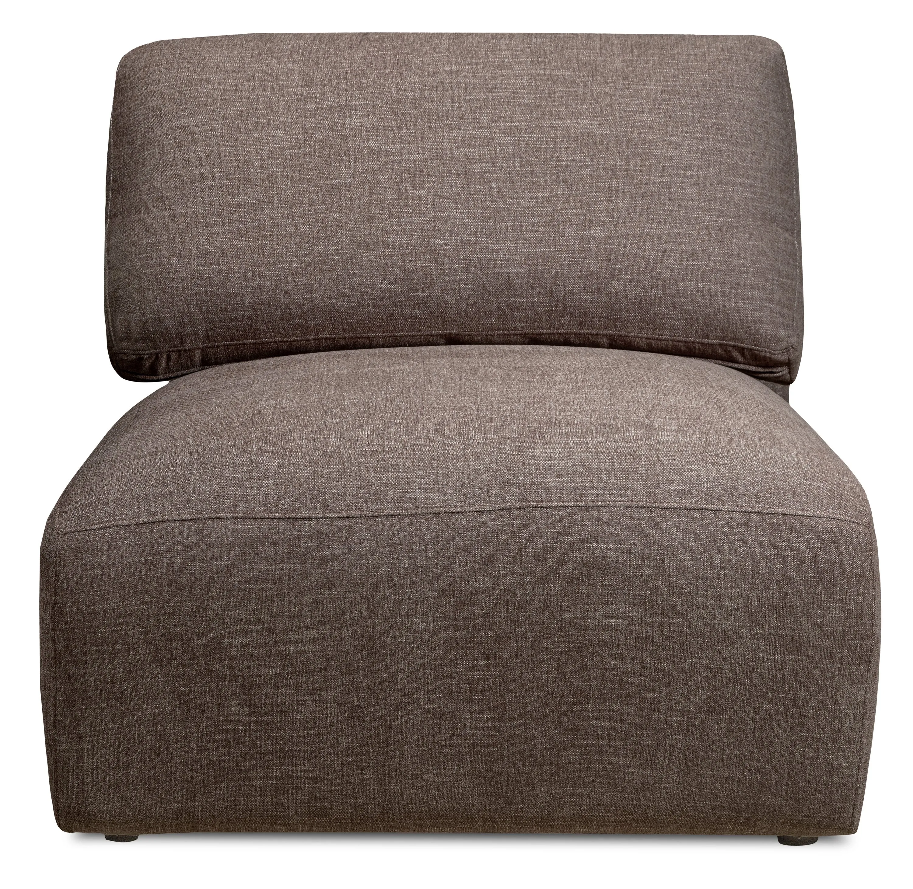 Kort & Co. Lotus Modular 36.5" Chenille Fabric Armless Chair with Feather Down Cushions - Coffee Brown | Fauteuil modulaire sans accoudoirs Lotus de Kort & Co. de 36,5 po en tissu de chenille avec coussins en duvet et plumes - brun café