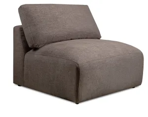 Kort & Co. Lotus Modular 36.5" Chenille Fabric Armless Chair with Feather Down Cushions - Coffee Brown | Fauteuil modulaire sans accoudoirs Lotus de Kort & Co. de 36,5 po en tissu de chenille avec coussins en duvet et plumes - brun café