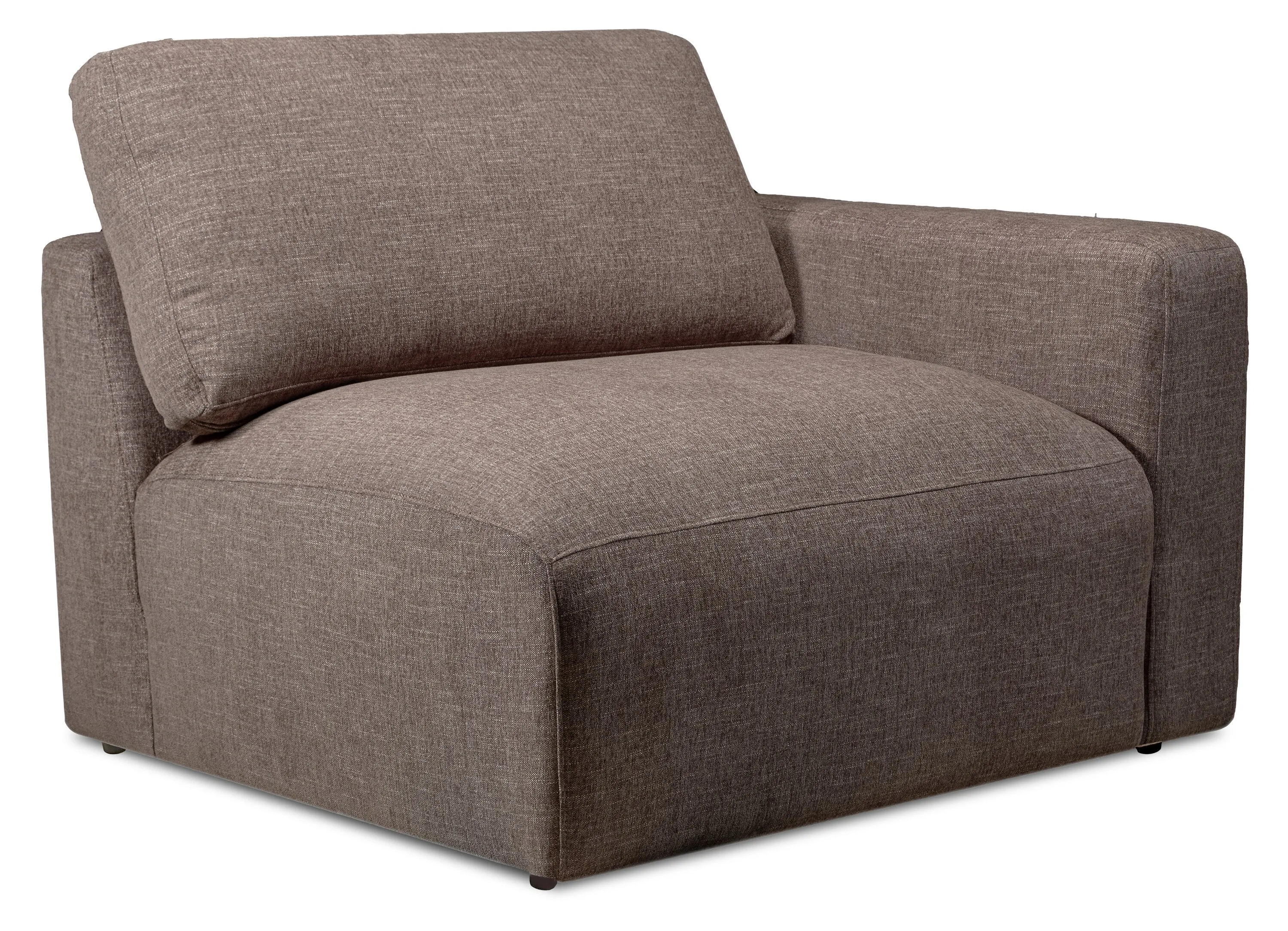 Kort & Co. Lotus Modular 42.5" Chenille Fabric Right-Facing Chair with Feather Down Cushions - Coffee Brown | Fauteuil modulaire de droite Lotus de Kort & Co. de 42,5 po en tissu de chenille avec coussins en duvet et plumes - brun café