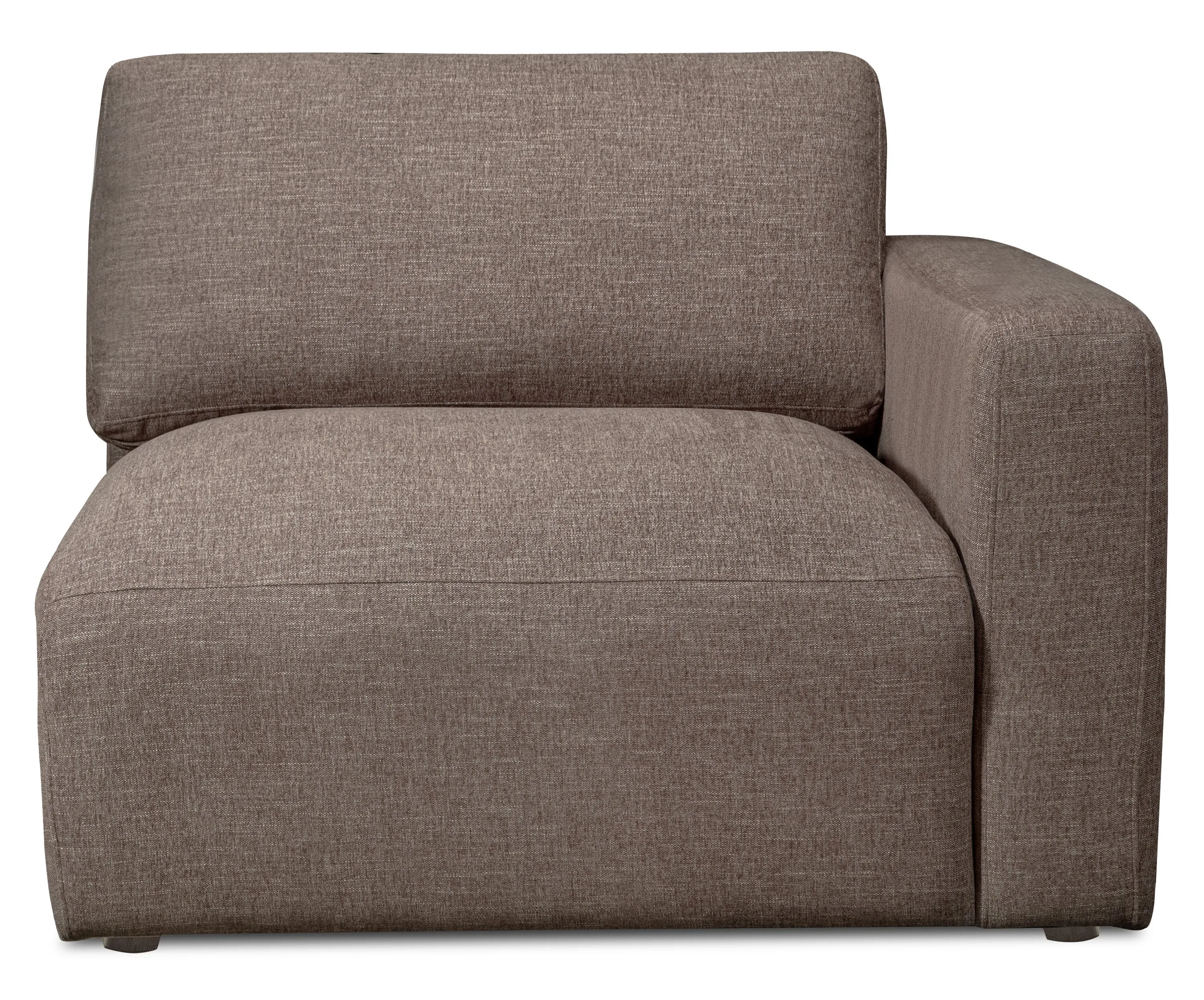 Kort & Co. Lotus Modular 42.5" Chenille Fabric Right-Facing Chair with Feather Down Cushions - Coffee Brown | Fauteuil modulaire de droite Lotus de Kort & Co. de 42,5 po en tissu de chenille avec coussins en duvet et plumes - brun café