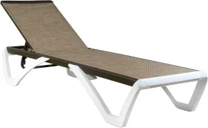 Kozyard Patio Chaise Lounge Chair Full Flat Alumium Resin Legs Outdoor Reclining Adjustable Chair for Sunbathing, Beach Patio (Beige Textilence W/O Table)