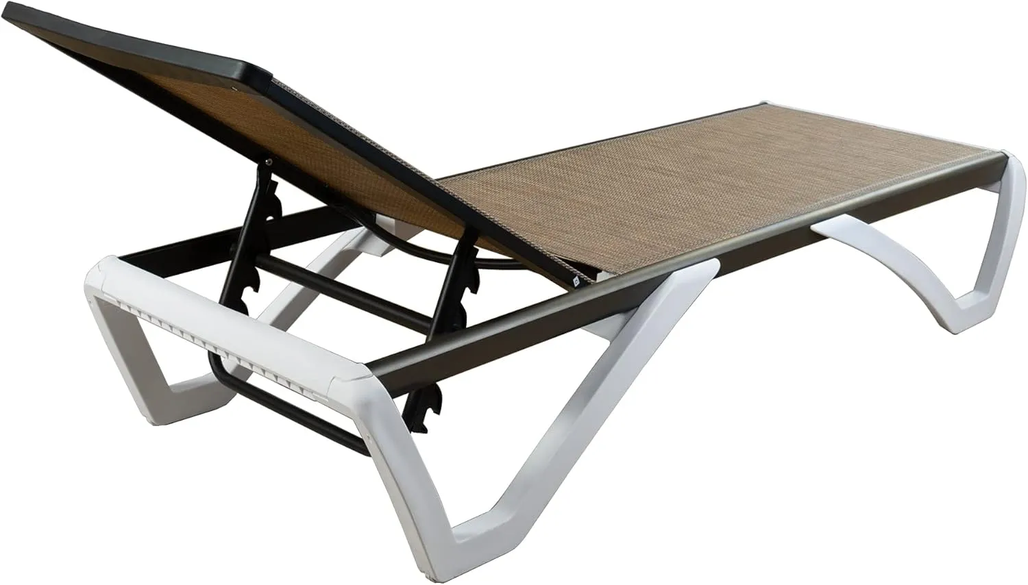 Kozyard Patio Chaise Lounge Chair Full Flat Alumium Resin Legs Outdoor Reclining Adjustable Chair for Sunbathing, Beach Patio (Beige Textilence W/O Table)