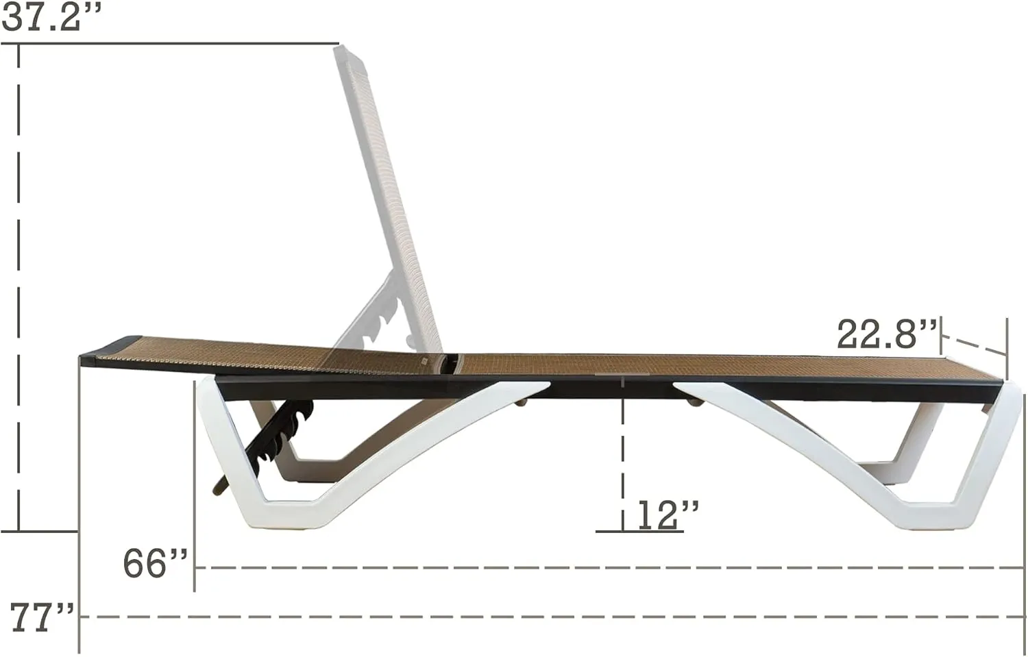 Kozyard Patio Chaise Lounge Chair Full Flat Alumium Resin Legs Outdoor Reclining Adjustable Chair for Sunbathing, Beach Patio (Beige Textilence W/O Table)