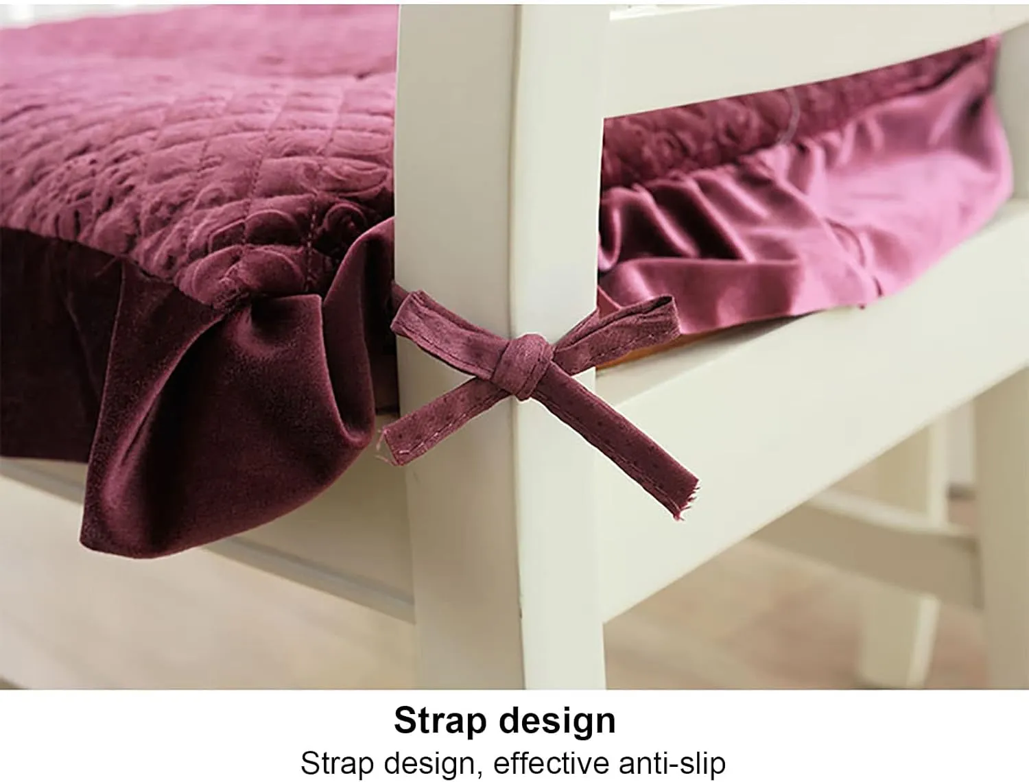 Lace Ruffle Chair Cushion,Square Thick Chair Pad Non Slip Seat Pad with Ties,Warm Velvet Seat Cushion European Seat Cover for Home Decor Dining Office (40x43cm(16x17inch), Yellow)