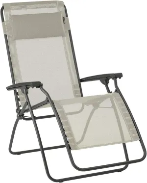 Lafuma R-Clip Batyline Relaxation Patio and Poolside Zero Gravity Outdoor Lounge Recliner Chair with Adjustable and Removable Headrest, Seigle