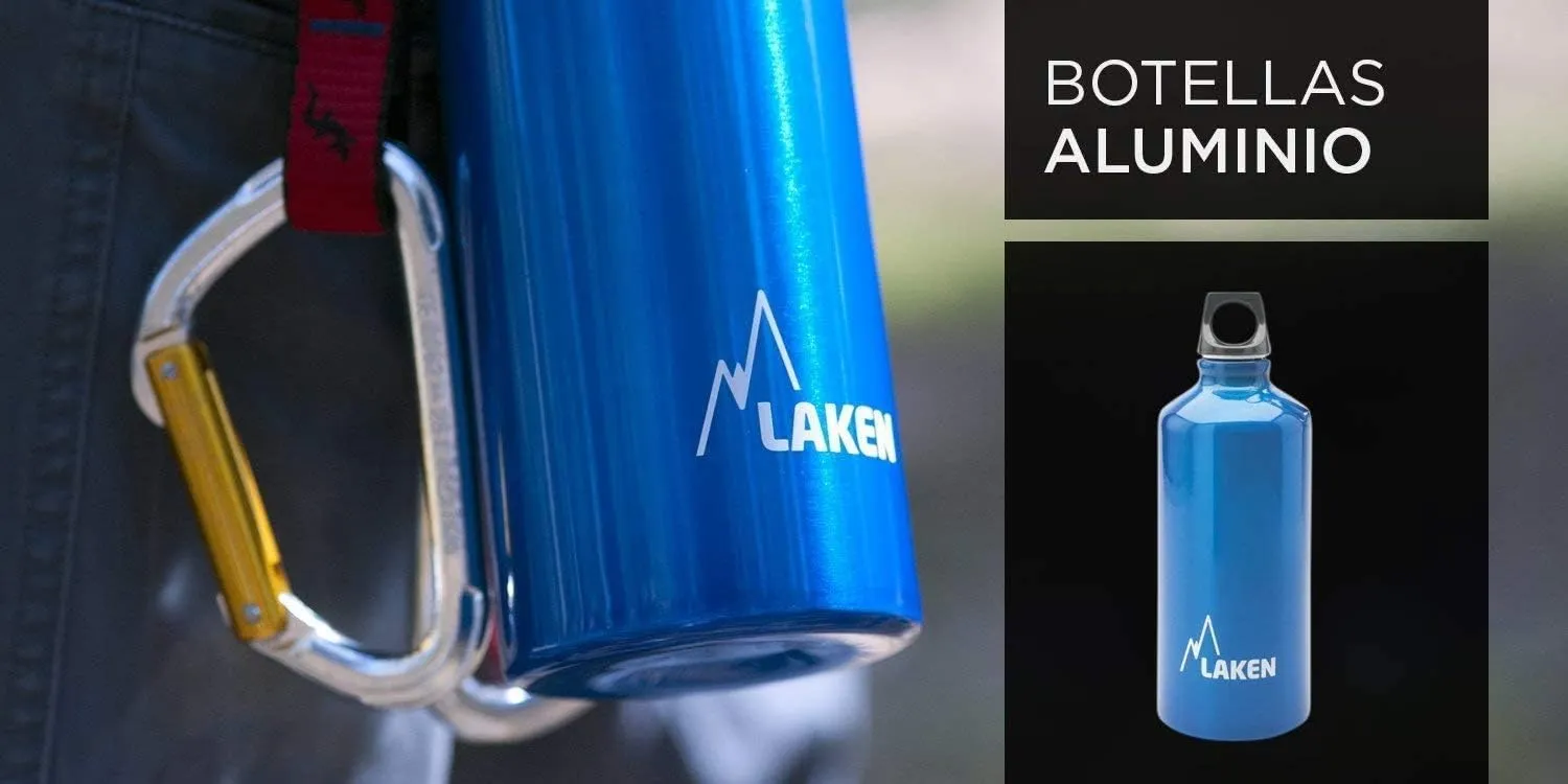 Laken Futura Aluminum Water Bottle - Narrow Mouth, Screw Cap with Loop - Leak-Proof, BPA Free, Made in Spain - 25oz, Blue