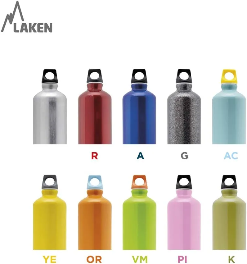 Laken Futura Aluminum Water Bottle - Narrow Mouth, Screw Cap with Loop - Leak-Proof, BPA Free, Made in Spain - 25oz, Blue