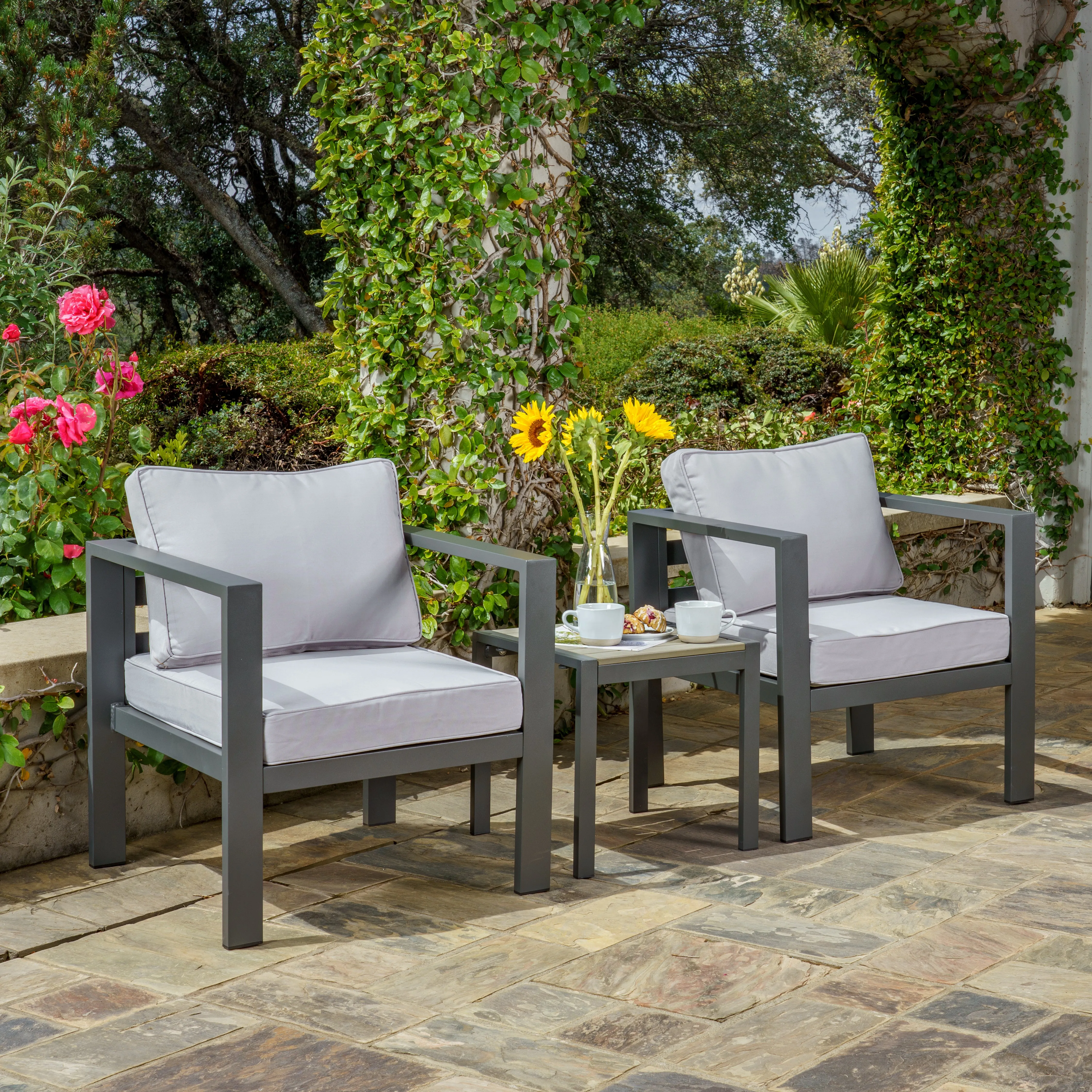 Lakeview 3pc Space Saver Outdoor Seating Set