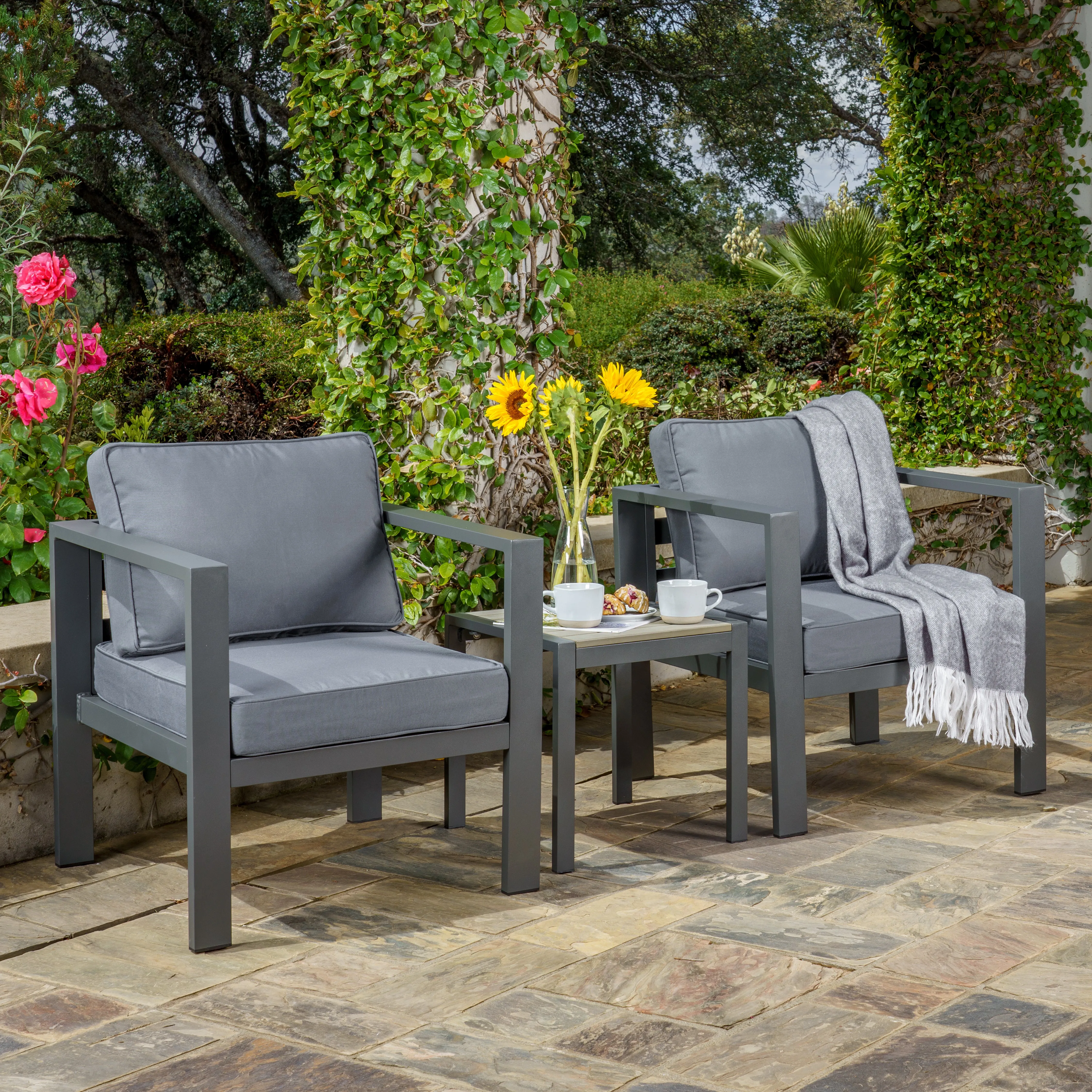 Lakeview 3pc Space Saver Outdoor Seating Set